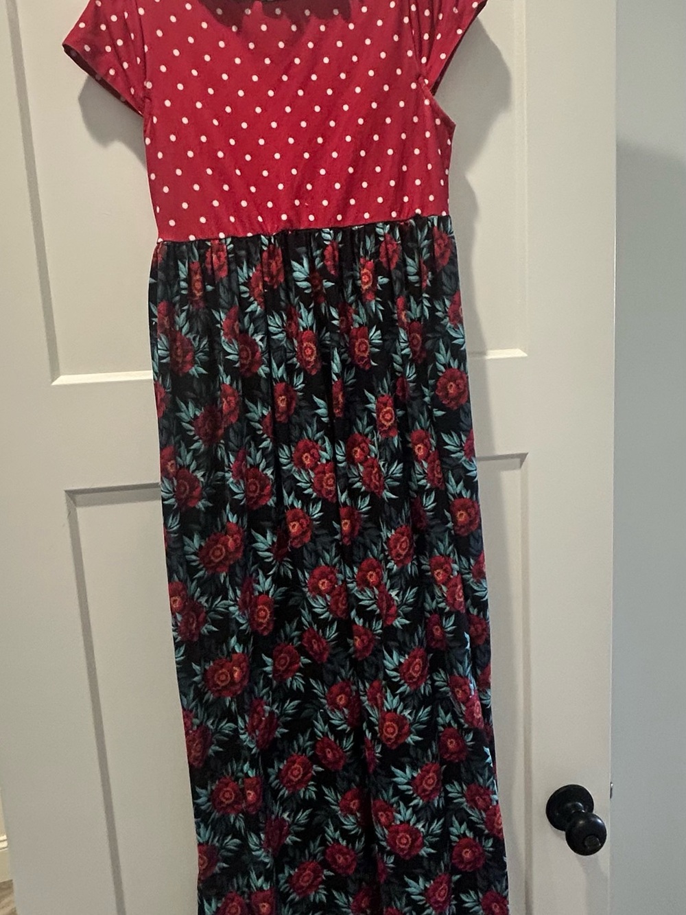 Girls vintage Style Red Polka Dot & Floral Nightgown